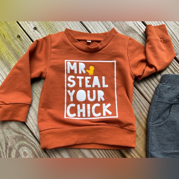 Infant baby toddler Mr steal your chick sweatshirt & sweatpants set - Picture 5 of 6